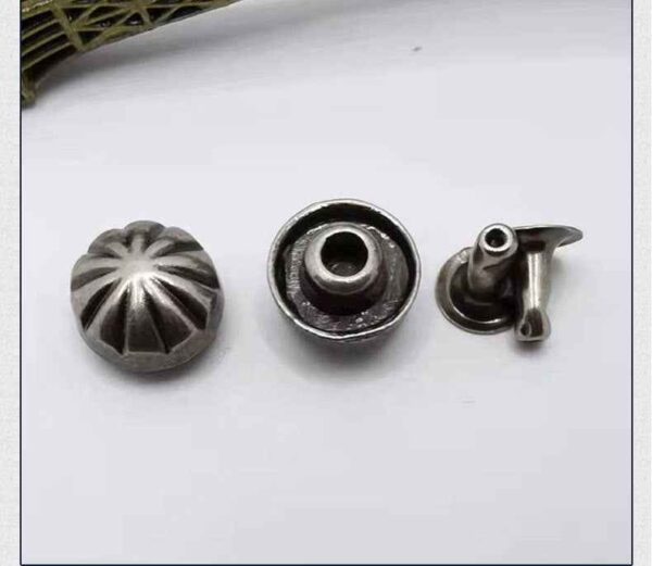 9MM Vintage Pumpkin Studs Antique Silver Rivets for Bags Shoes 30 Pack