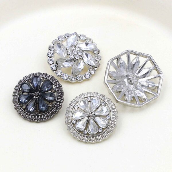 20mm Hollow Geometric Round Rhinestone Alloy Sew-On Buttons 12pcs