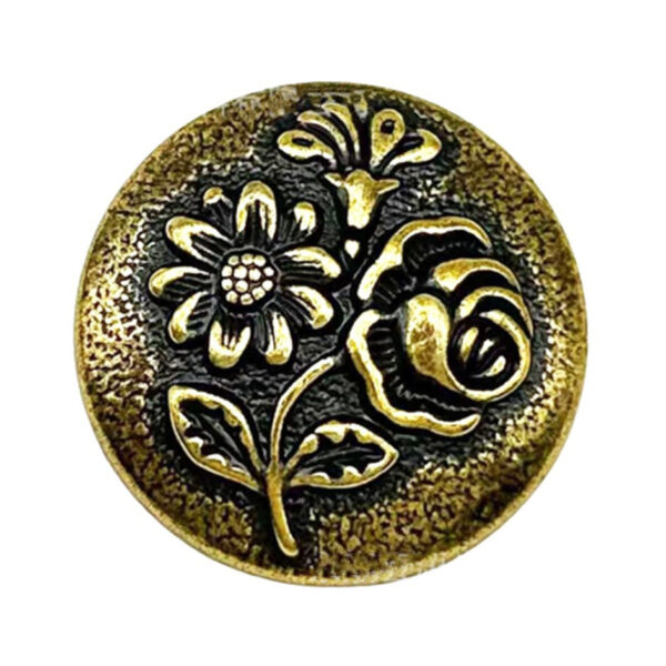 23MM Vintage Embossed Three-Flower Metal Shank Button 12pcs - Image 6