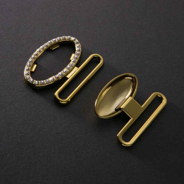 Oval Crystal-Studded Belt Buckle Set Adjustable Metal Clasps 20pcs