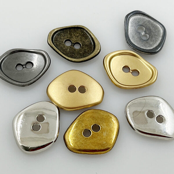 12/15/17/22mm Irregular Metal Buttons with Two Holes 100 Pack - Image 2