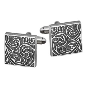 16mm Square Vintage Pattern Cufflinks – Antique Silver