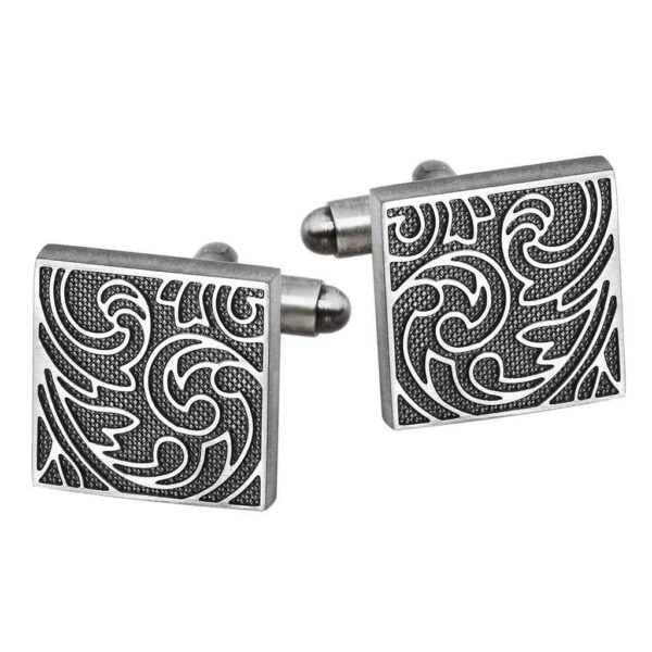 16mm Square Vintage Pattern Cufflinks – Antique Silver