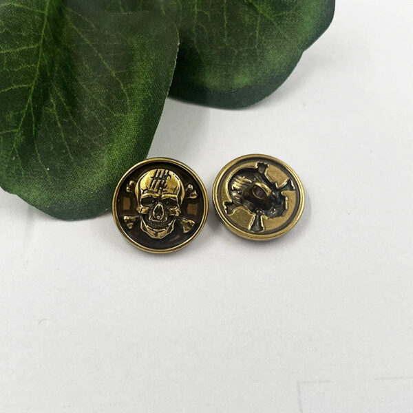 18mm Vintage Skull Decorative Metal Cuff Buttons 100 Pack - Image 5
