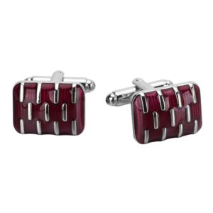 Rectangular Red Resin Cufflinks Silver for Men
