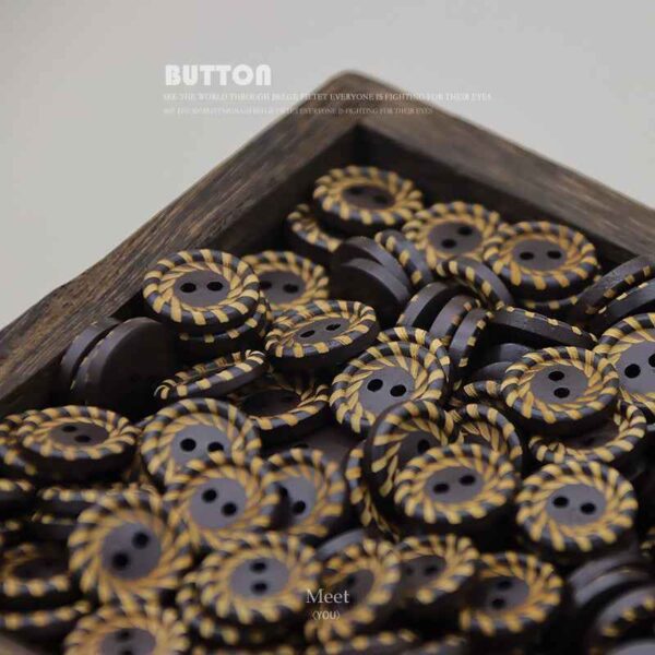 15mm Dark Brown Round 2-Hole Wood Buttons for Sweaters and Tops 40pcs