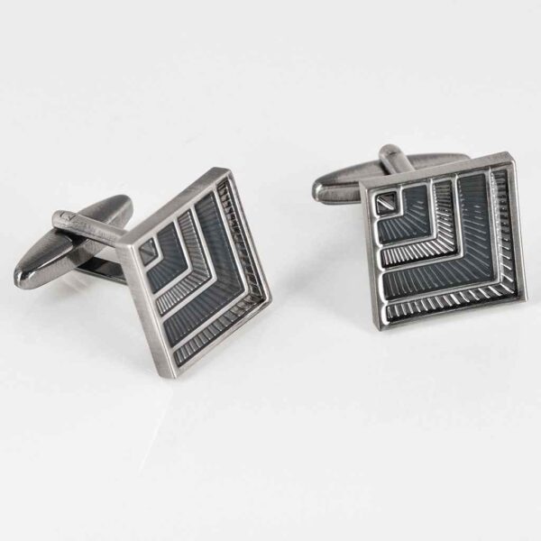 17mm Square Grey-Black Resin Cufflinks – Antique Silver