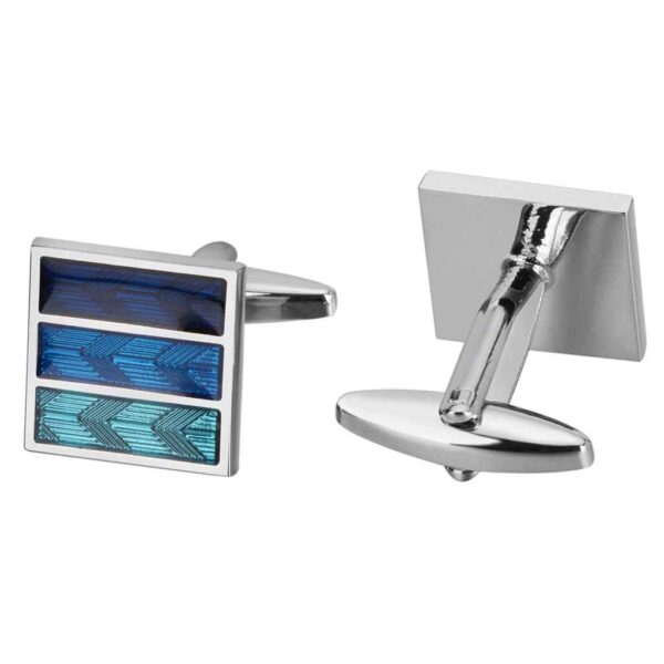 16mm Square Men's French Cufflinks – Tri-Color Blue