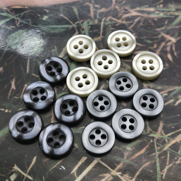 11.5mm Grey Resin Round Shirt Buttons with 4 Holes 100pcs - Image 2