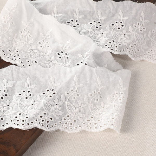 70mm Cotton Lace Trim with Embroidered Details for Clothing 10 Yards - Image 3