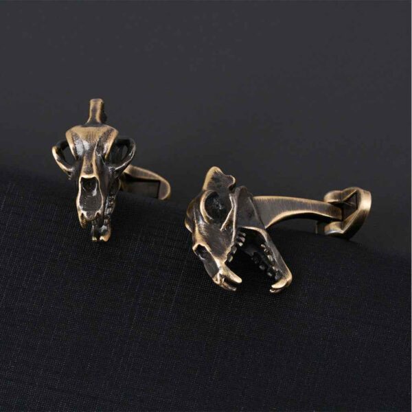 Vintage Bronze Dinosaur Skull Cufflinks for Men