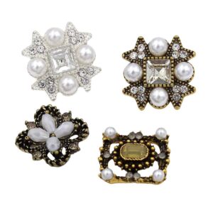 Vintage Floral/Snowflake/Rectangle Metal Shank Buttons 20pcs