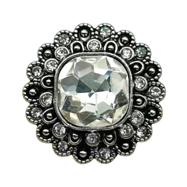 21mm Vintage Chinese Style Black White Flower Bead Metal Buttons 10pcs - Image 4