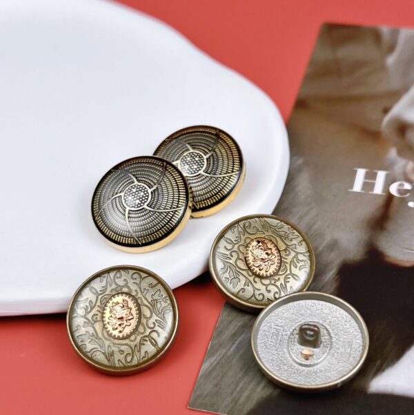 25mm Vintage Resin Rose Gold Spiral Metal Shank Buttons 10pcs - Image 2