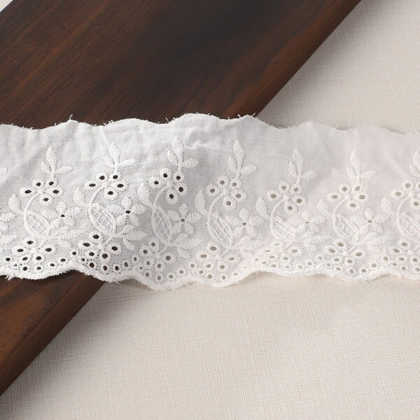 70mm Cotton Lace Trim with Embroidered Details for Clothing 10 Yards - Image 2