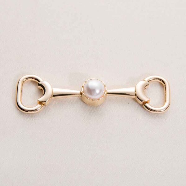 72mm Gold Silver Metal Chain with Pearl Decorative Shoe Buckle 20 Pack