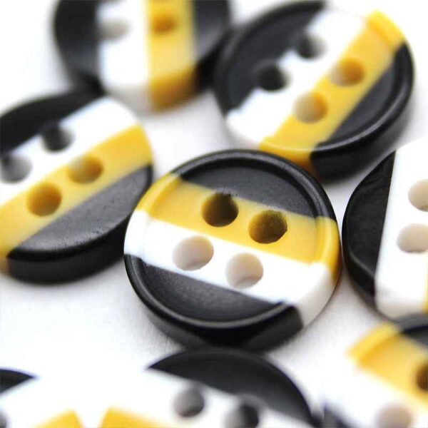 9mm Black White Yellow Round 4-Hole Resin Buttons 100pcs