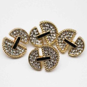 15mm Gold Umbrella-Shaped Shank Rhinestone Metal Buttons 20pcs