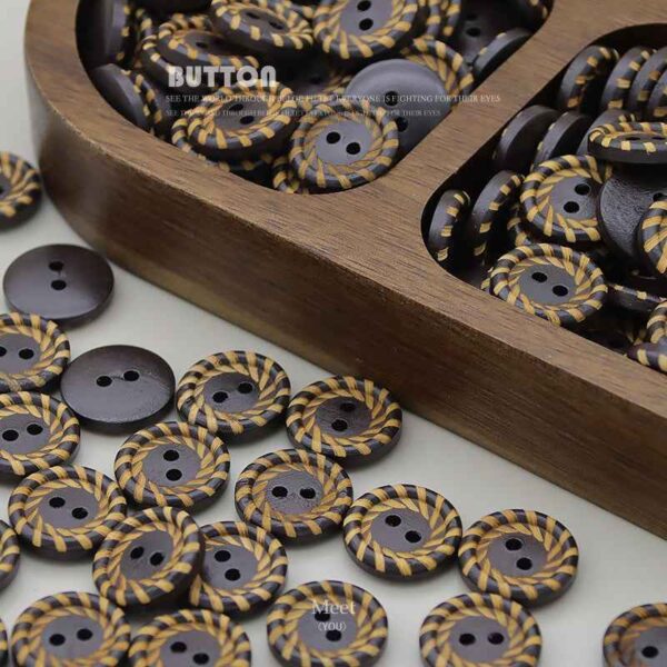 15mm Dark Brown Round 2-Hole Wood Buttons for Sweaters and Tops 40pcs
