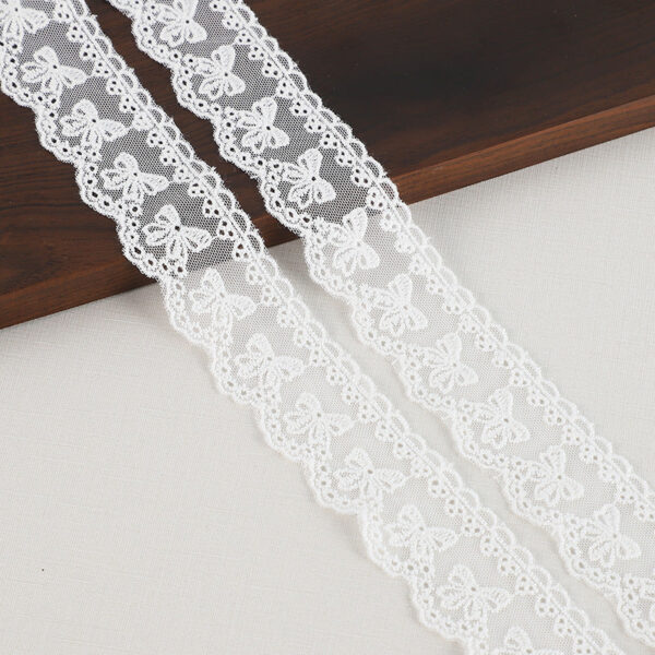 45mm Cotton Net Lace Trim with Embroidered Details 16 Yards - Image 2