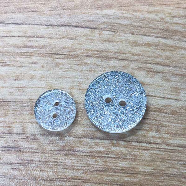 12/19mm Round 2-Hole White Transparent Glitter Resin Buttons 100pcs
