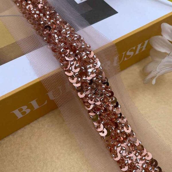 Glamorous 2cm Gold Silver Mesh Beaded Sequin Lace Trim – 5 Yards