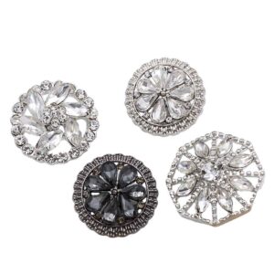 20mm Hollow Geometric Round Rhinestone Alloy Sew-On Buttons 12pcs