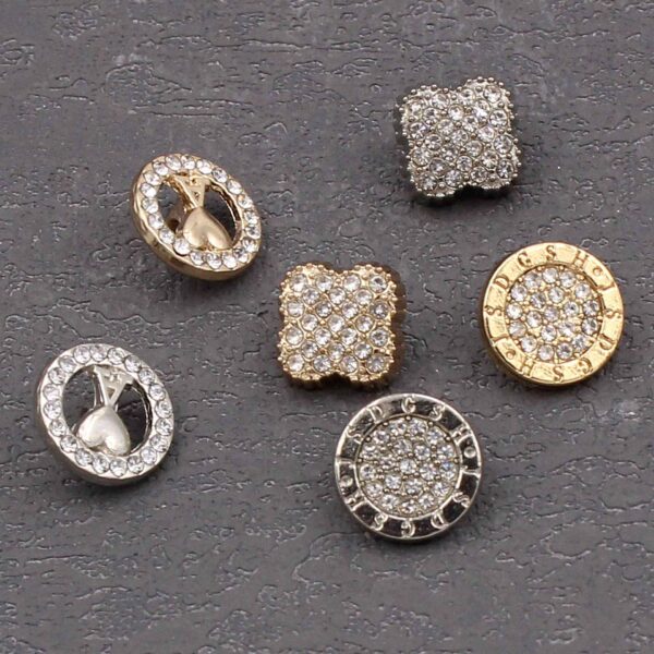 11MM Gold Silver Round Square Alloy Rhinestone Shirt Buttons 20PCS