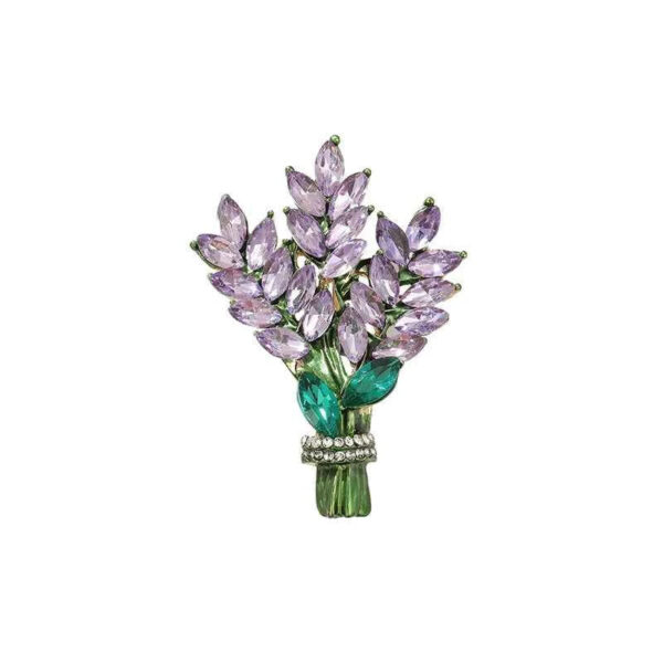 Yellow Purple Crystal Lavender Brooch Pin