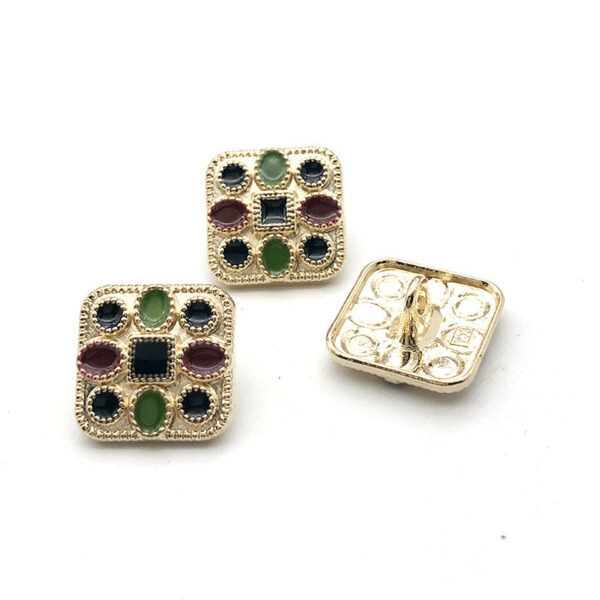 18mm Gold Round and Square Metal Shank Buttons 10pcs - Image 3