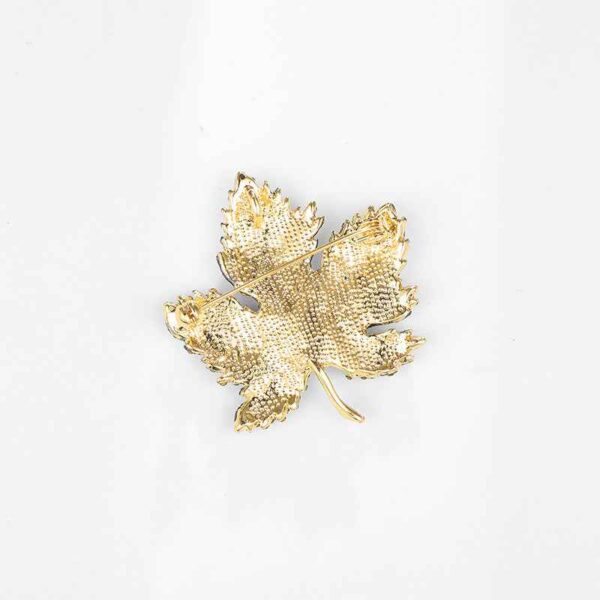 Blue Maple Leaf Brooch Diamond Accented Pin for Coats Suits