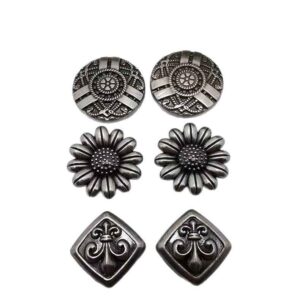 Vintage Silver Sunflower Rivets Antique Alloy Floral Studs 30 Pack