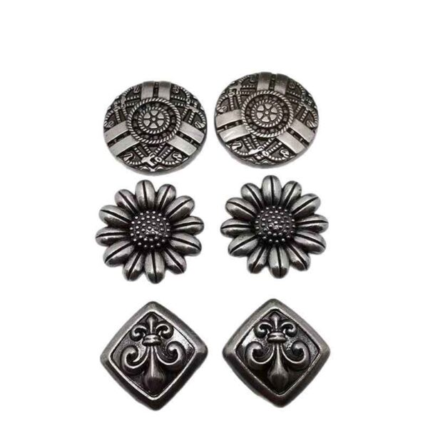 Vintage Silver Sunflower Rivets Antique Alloy Floral Studs 30 Pack