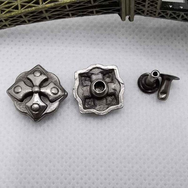 Vintage Silver Round Cross Rivet Stud Buttons for Retro Jeans