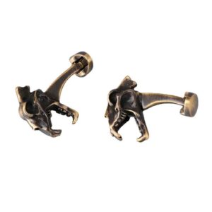 Vintage Bronze Dinosaur Skull Cufflinks for Men