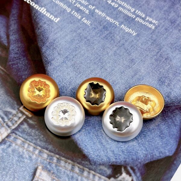 18/23mm Mist Silver Gold Vintage Eggshell Resin Metal Button 20pcs - Image 3