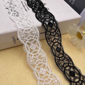 4.5cm Black White Milk Fiber Double-Side Wave Lace Trim – 10 Yards