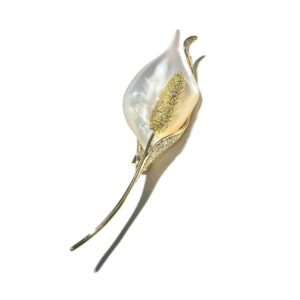 Natural Sea Shell Tulip Brooch Pin