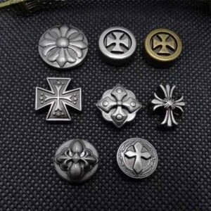 Vintage Silver Round Cross Rivet Stud Buttons for Retro Jeans