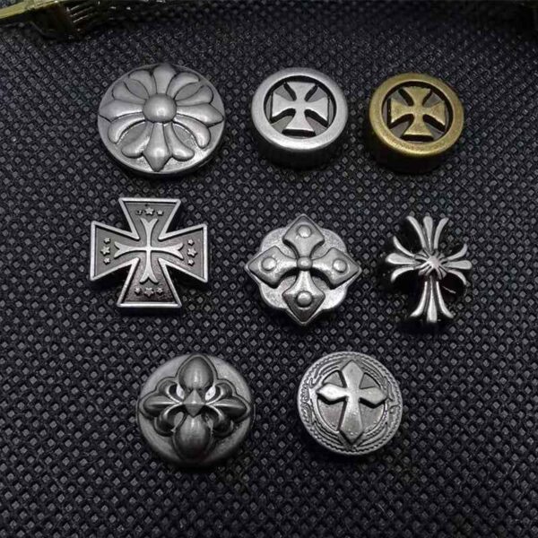 Vintage Silver Round Cross Rivet Stud Buttons for Retro Jeans