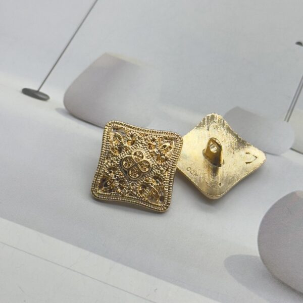 25MM Gold Square Pattern Vintage Decorative Metal Shank Buttons 30PCS - Image 2
