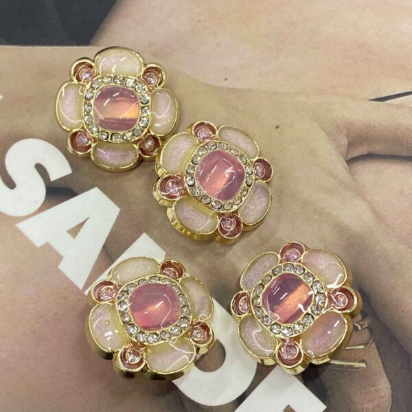 Sparkling Jelly Flower Metal Shank Buttons for Women's Clothing 6pcs