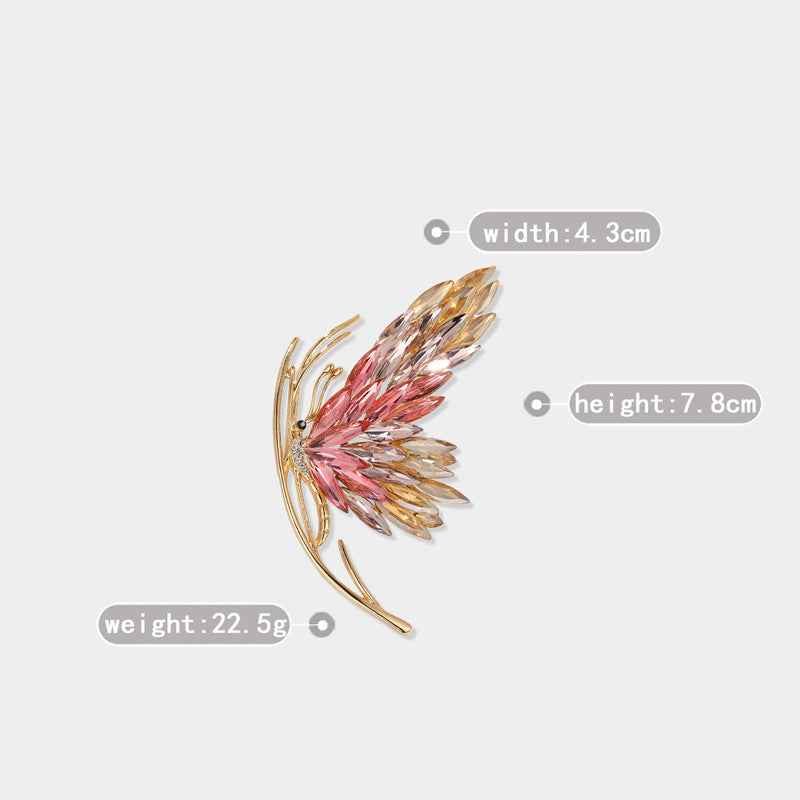 Red Crystal Butterfly Brooch with Rhinestones – Elegant Insect Pin