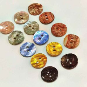 18L Golden Abalone Shell Buttons Watercolor Effect Round 100 Pack
