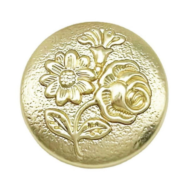 23MM Vintage Embossed Three-Flower Metal Shank Button 12pcs - Image 4