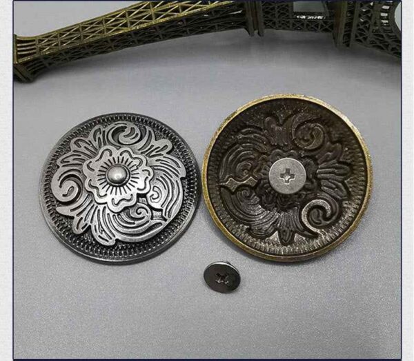 Vintage Round Zinc Alloy Arabesque Screw-Back Stud Buttons 10pcs
