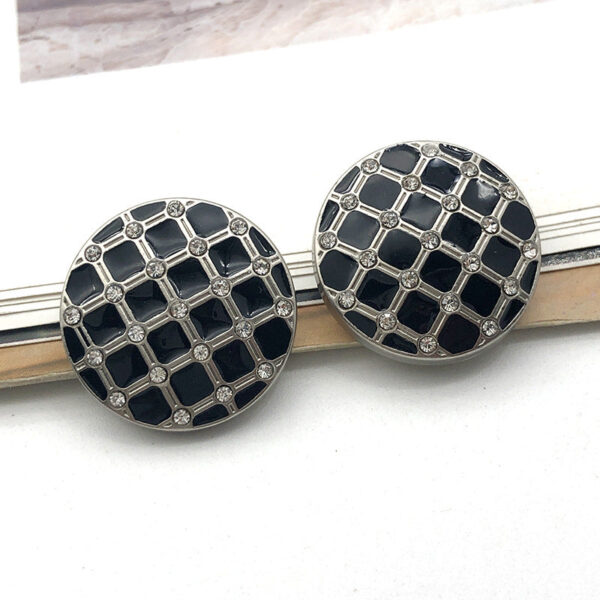 22mm Gold Silver Checkerboard Rhinestone Metal Shank Buttons 10pcs - Image 3