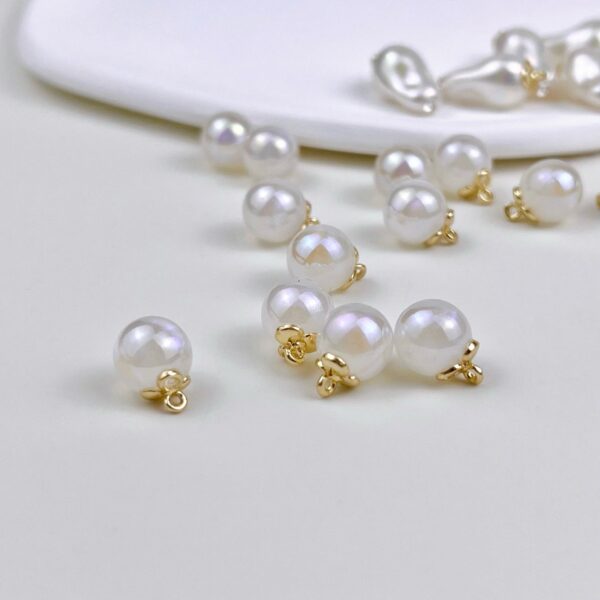 Baroque Pearl Shaped Metal Buttons for Chiffon Shirts Blouses 10pcs - Image 2