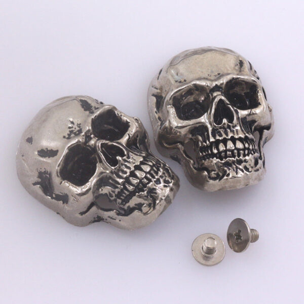 35mm Vintage Skull Alloy Stud Buttons for Wallets Belts 50pcs - Image 2