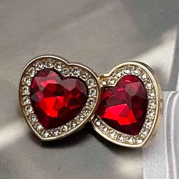 28L/36L Heart-Shaped Gemstone Metal Shank Buttons for Women 10pcs